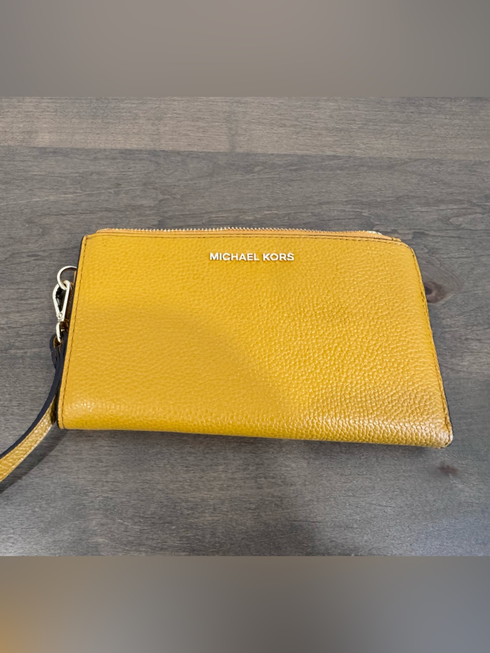 Michael Kors Mustard Yellow Pebbled Leather Wristlet